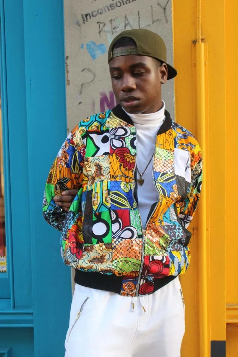 African Bomber Jacket in Patchwork