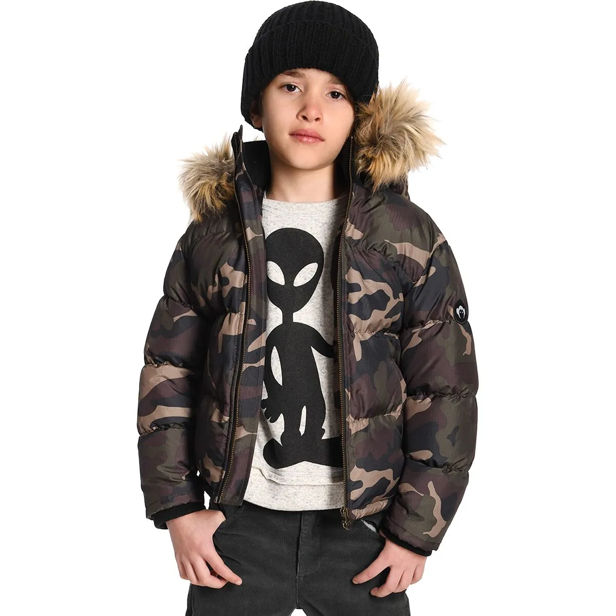 APPAMAN Kids Base Camp Puffer Winter Jacket - Black Camo