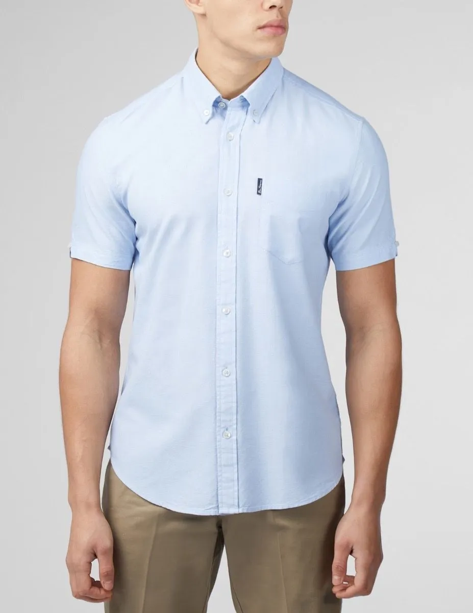 Ben Sherman Short Sleeve Button Down Oxford Shirt Sky