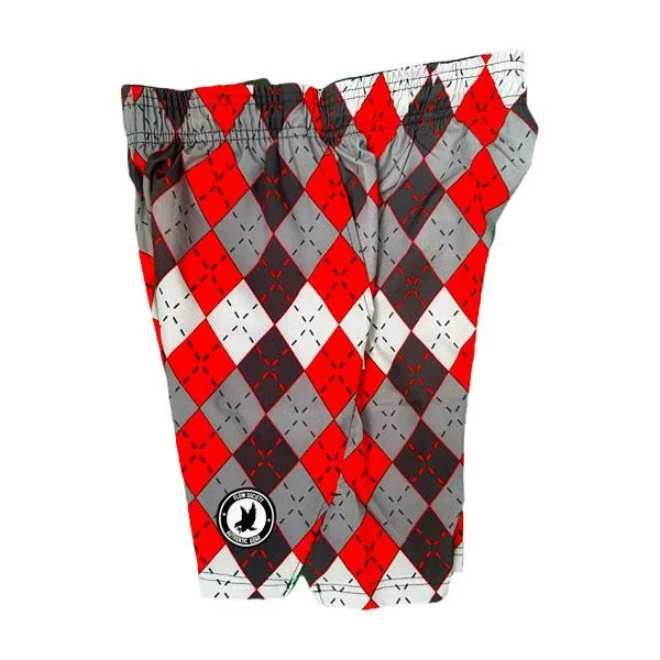 Boys Red & Grey Argyle Tennis Short