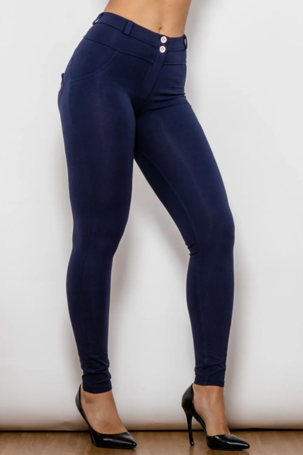 Buttoned Skinny Long Leggings