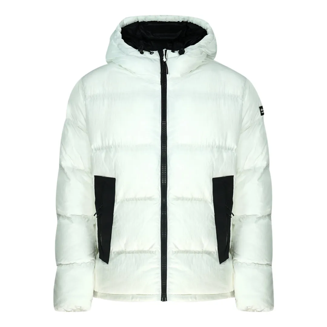 Champion Branded White Hooded Padded Jacket