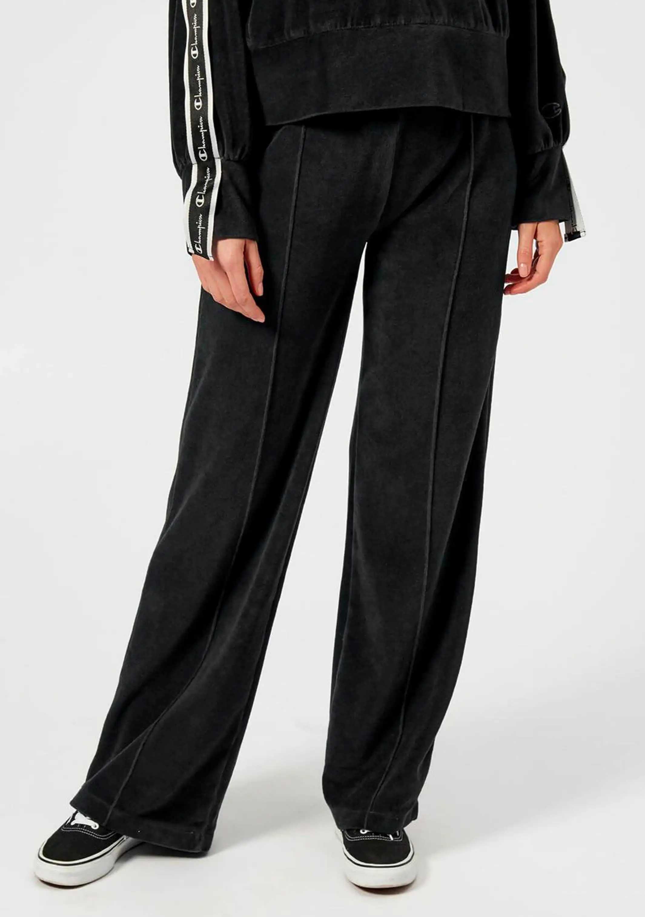 Champion Womens Wide Leg Velvet Velour Pants Black <br> CRXQN BLK