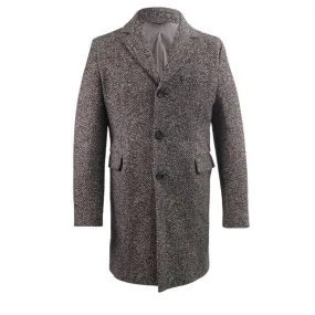 Circolo Brown Herringbone Overcoat | Menswear Online