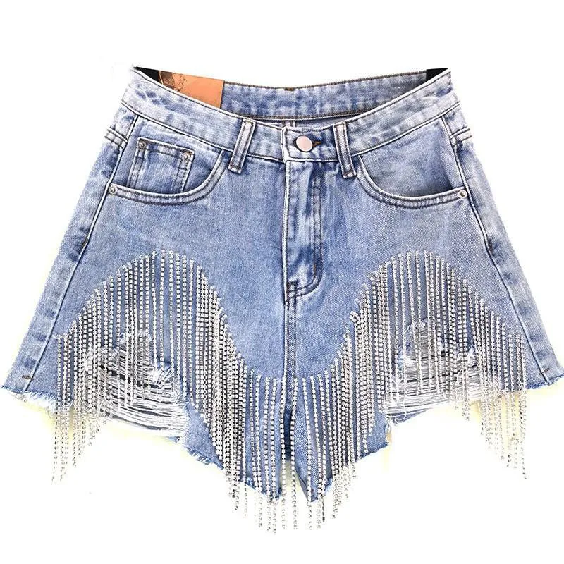 Diamanté Rhinestone Denim Shorts