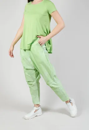 Drop Crotch Pull On Trousers in Placed Lime Print