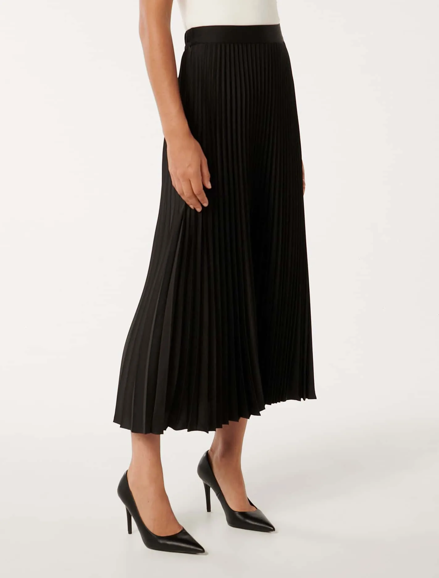 Estelle Satin Pleated Maxi Skirt