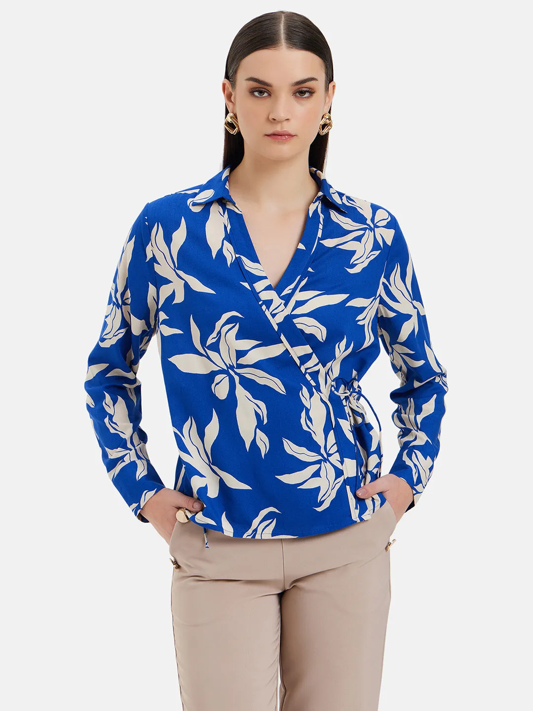 Felicia Printed Wrap Top