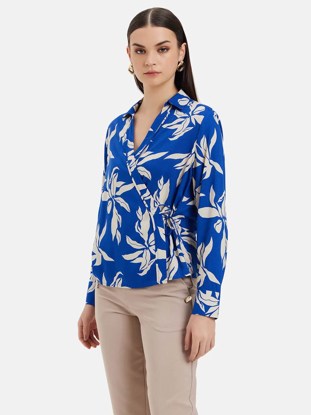 Felicia Printed Wrap Top