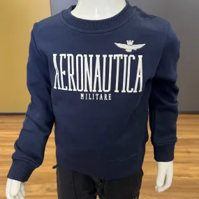 Felpa Bambino Aeronautica Militare Modello FE52JR Blu big logo AM E2023