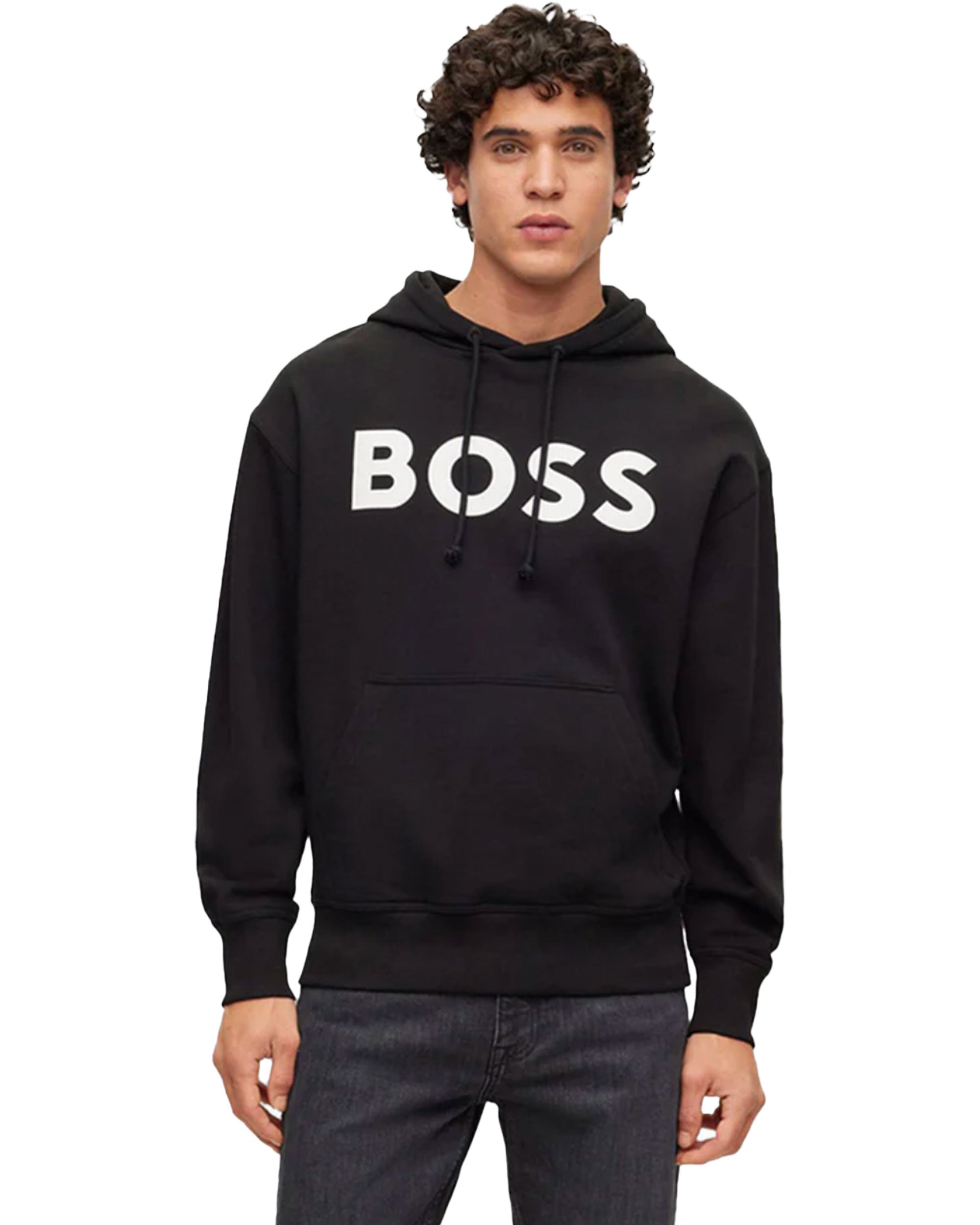 Felpa Uomo Boss Big Logo Nero