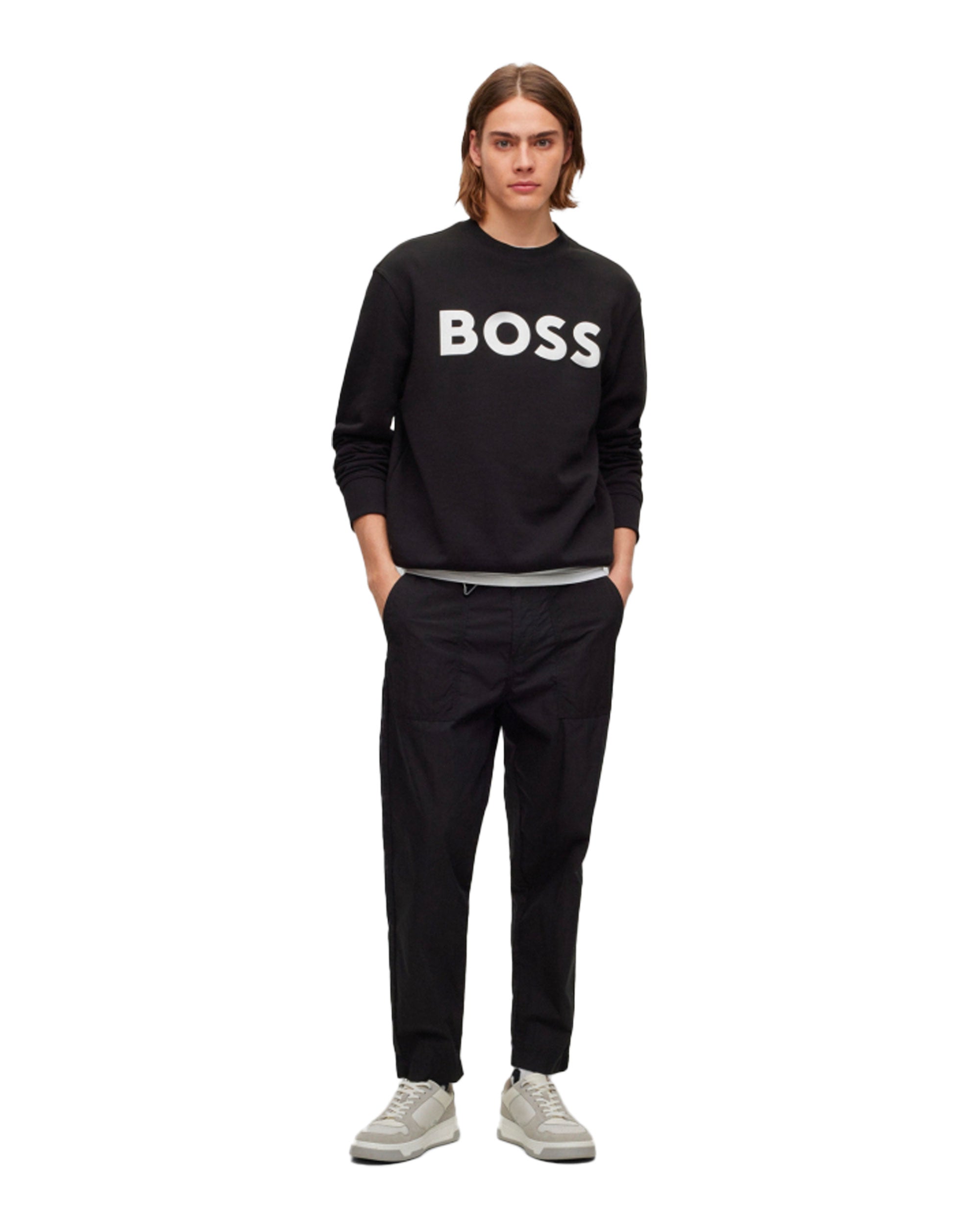 Felpa Uomo Boss Big Logo Nero