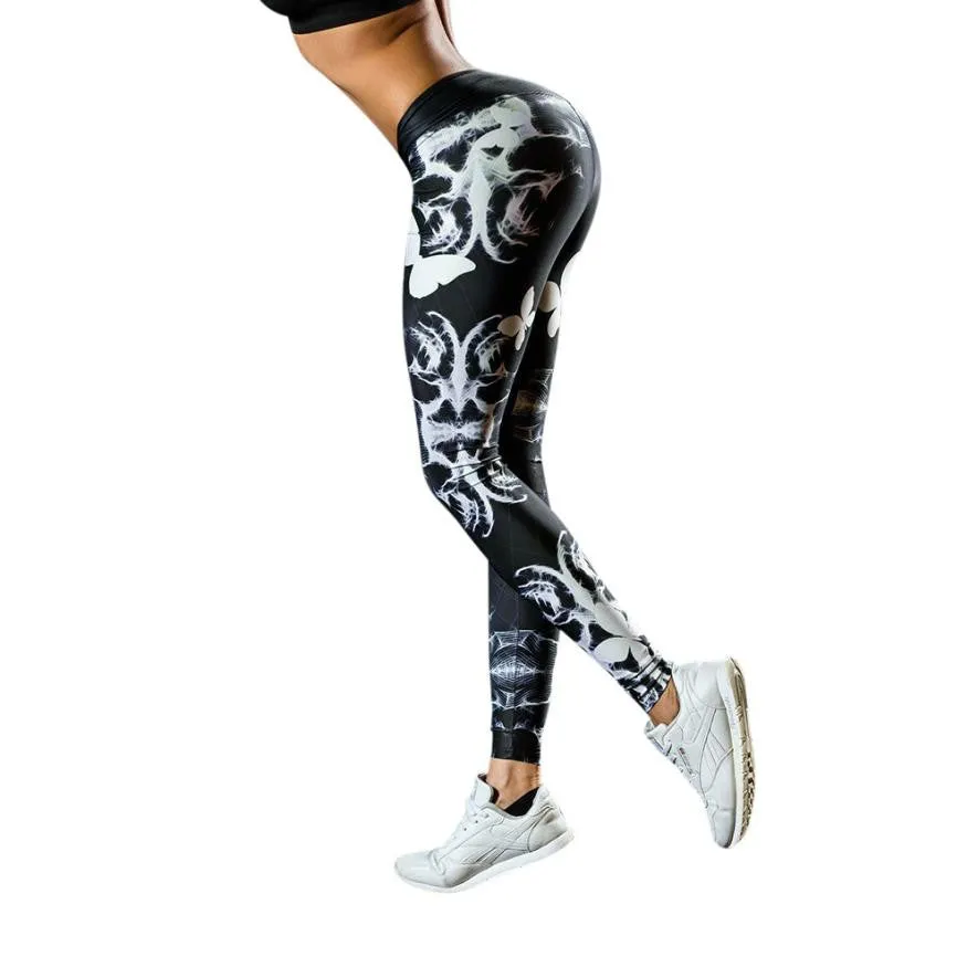 Floral Printed Leggings Fitness Pants Women Slim High Waist Pants Summer Sweatpants Pantalon Femme#0521 SM6