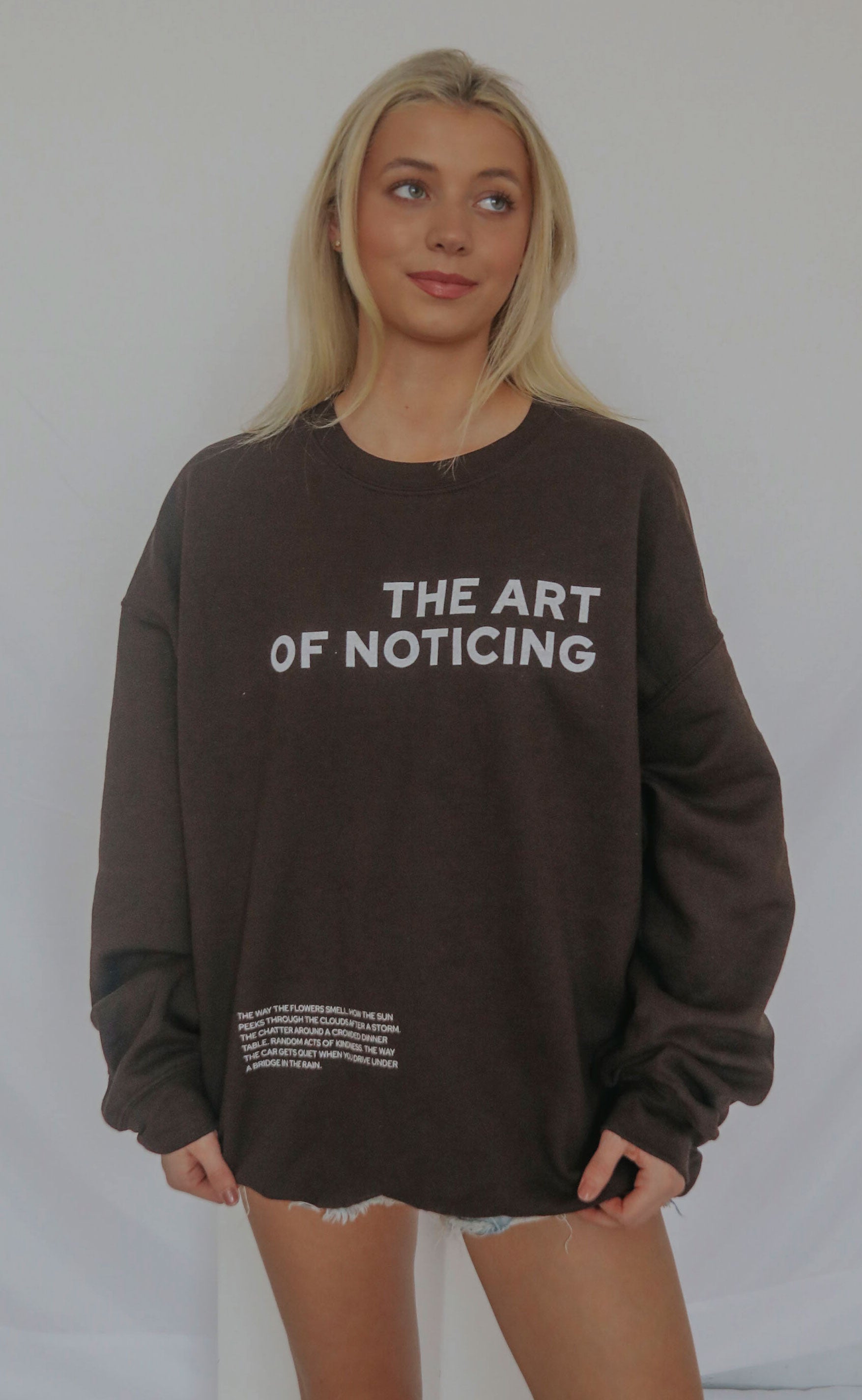 friday + saturday x jo johnson overby: the art of noticing sweatshirt