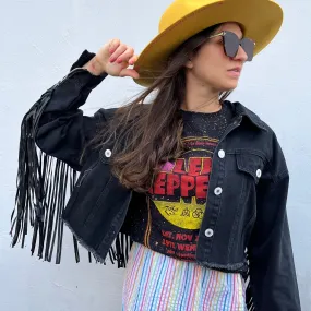 Get Rowdy Fringe Denim Jacket