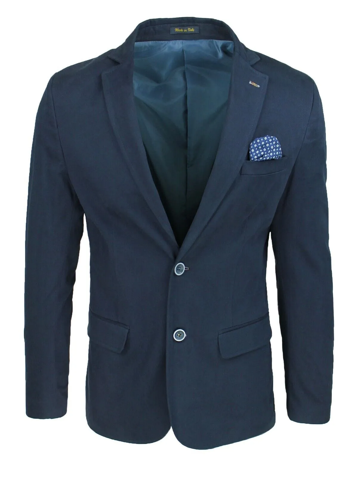 GIACCA INVERNALE UOMO DIAMOND BLAZER BLU SCURO SLIM FIT FODERATA CASUAL ELEGANTE