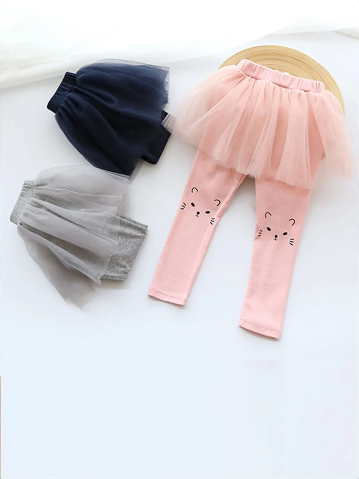 Girls Cat Print Tutu Skirt Leggings