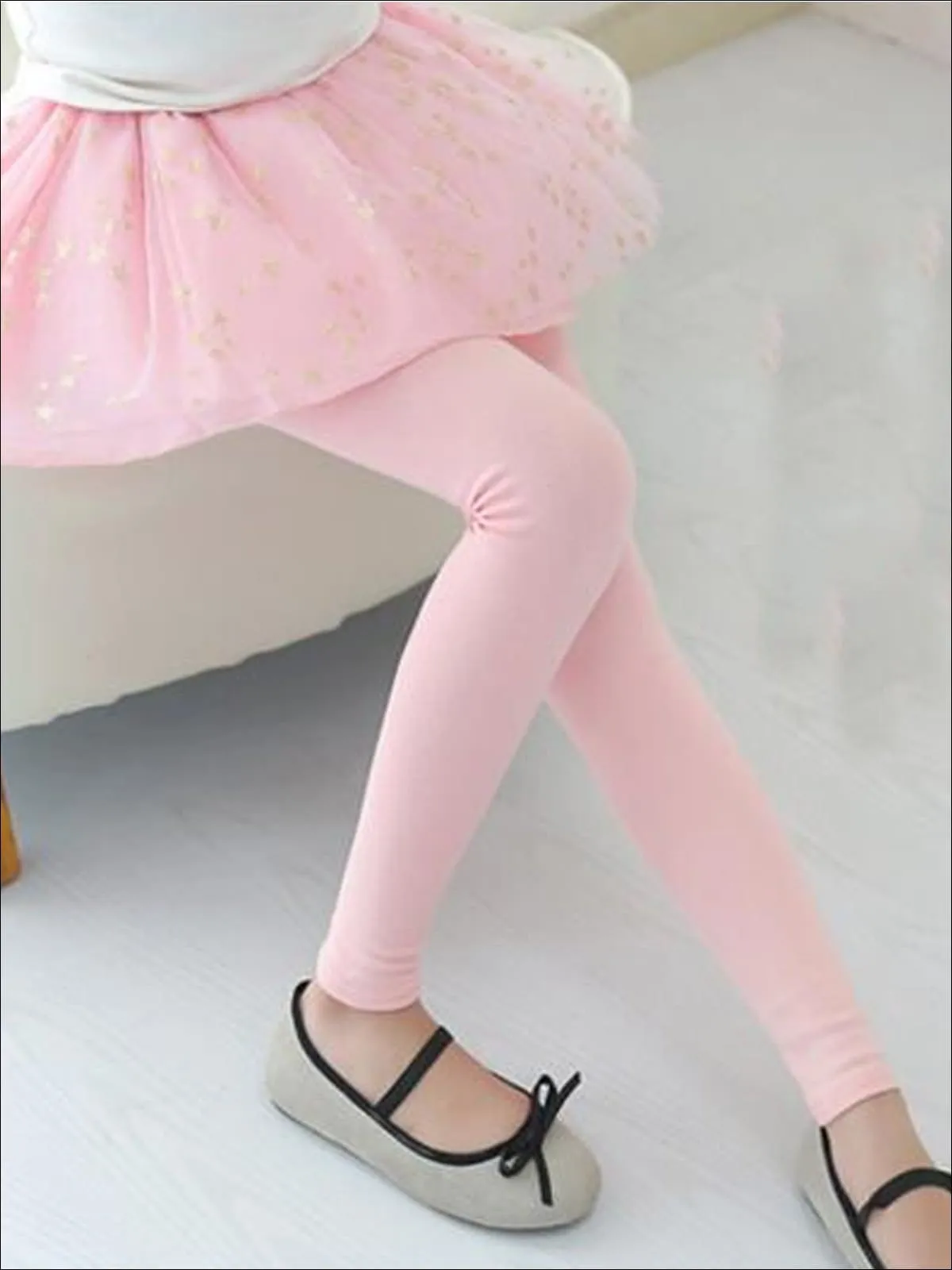 Girls Glitter Star Applique Tutu Skirt Leggings