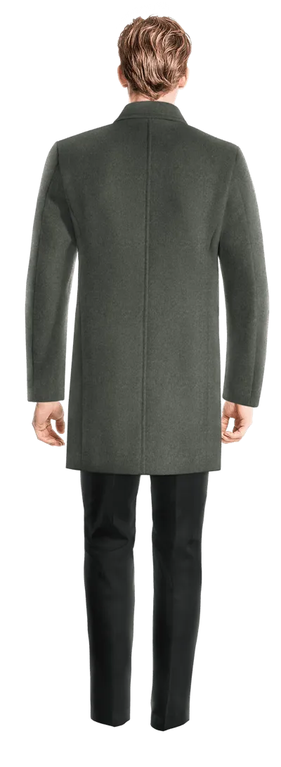 Grey Short 100% Wool Double breasted overcoat