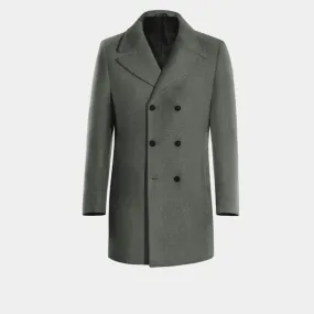 Grey Short 100% Wool Double breasted overcoat