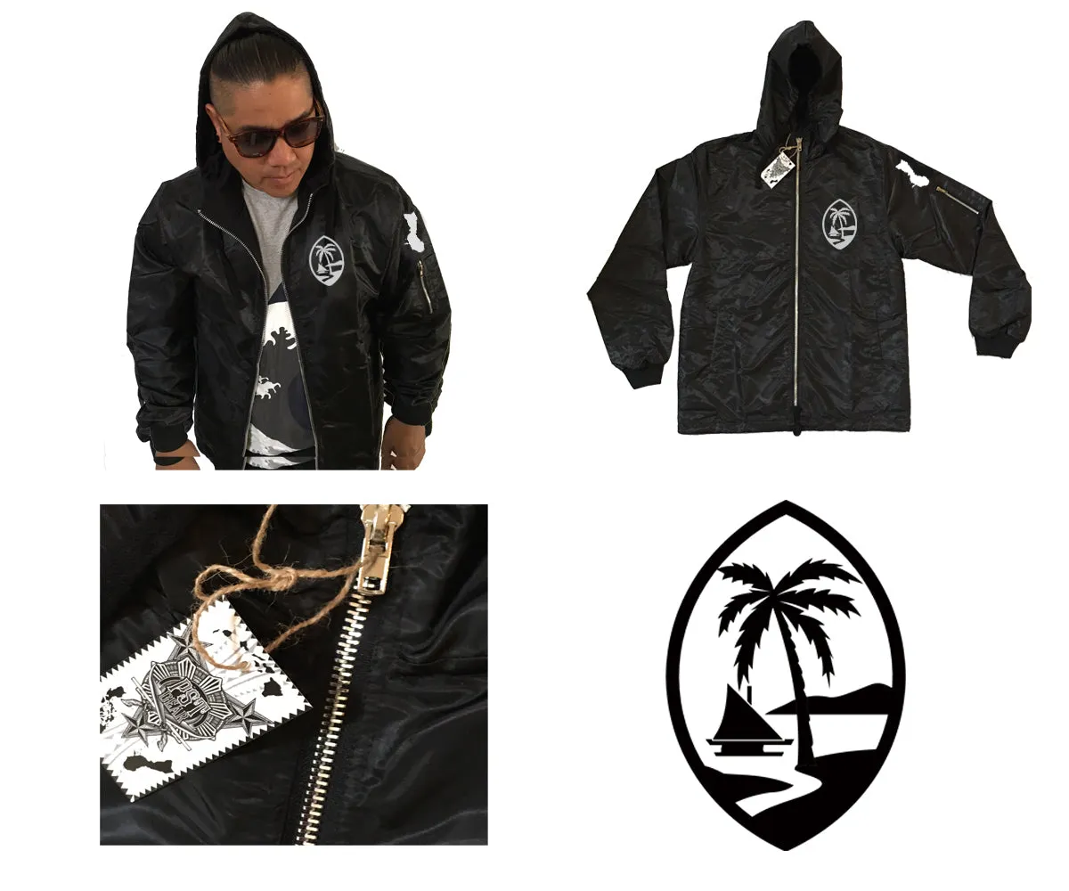 Guam Island Palm Hoody Bomber Jacket