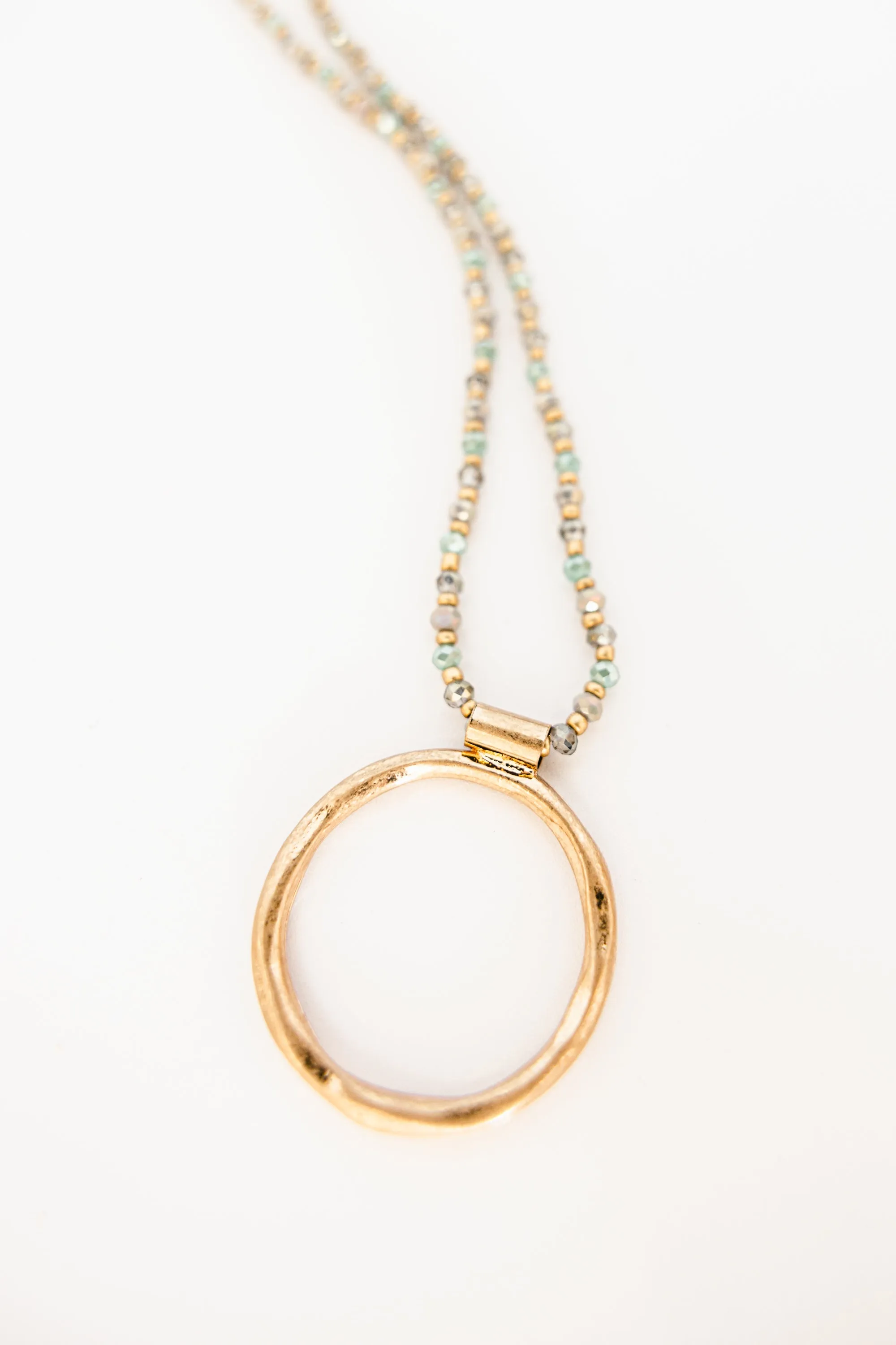 Halo Necklace, Mint White Gold