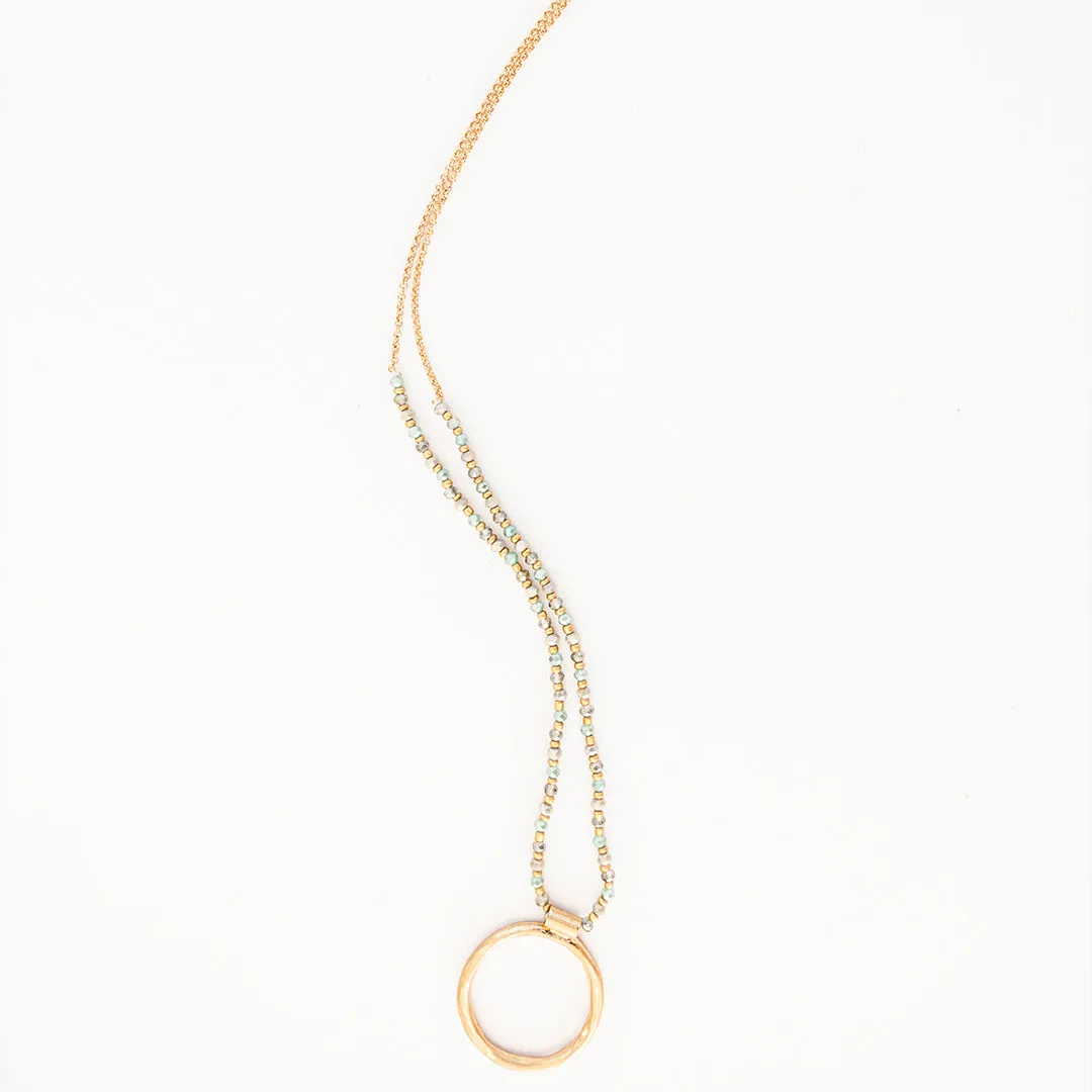 Halo Necklace, Mint White Gold