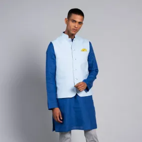 Haven Light Blue Linen Nehru Jacket