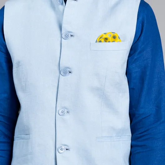 Haven Light Blue Linen Nehru Jacket