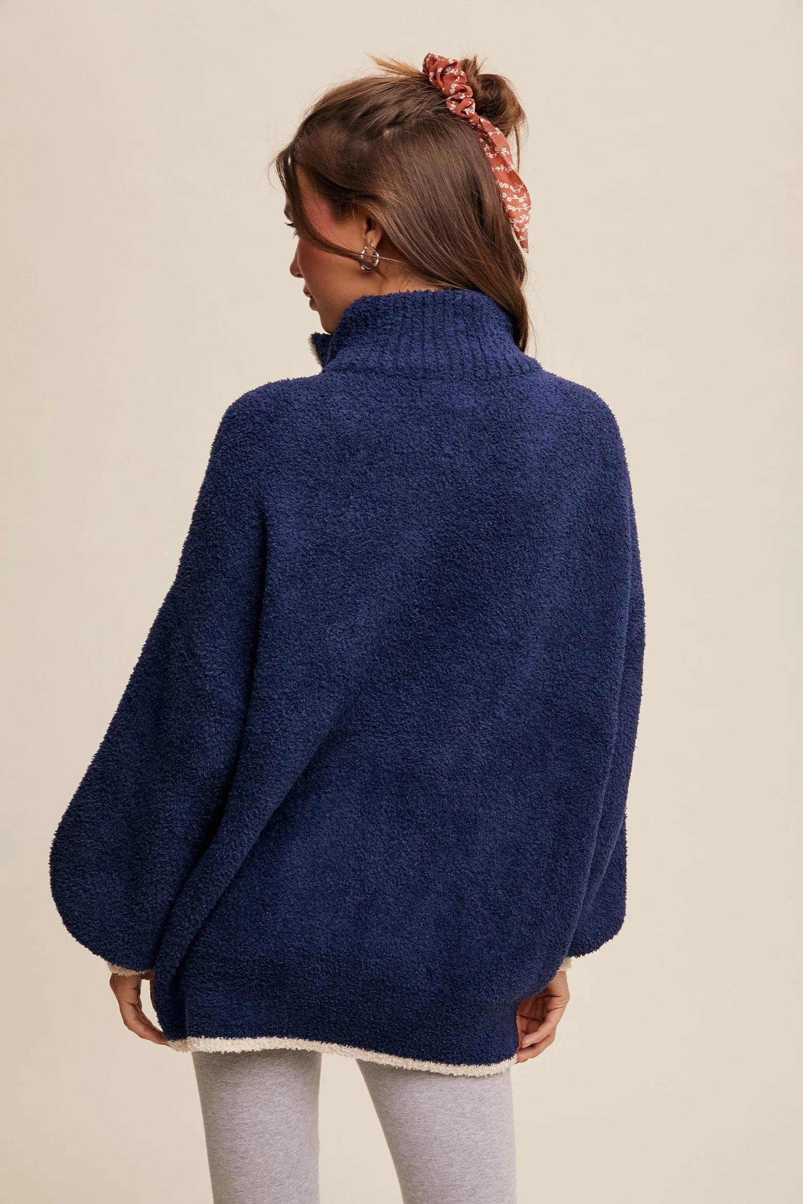 Jody Soft Knit Quater-Zip Sweater in Navy