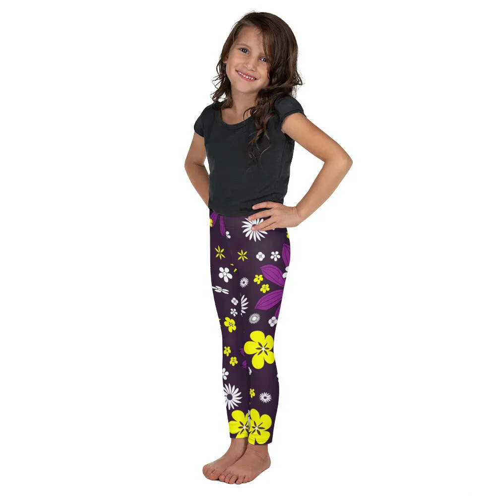 Kids Leggings Flowers Purple