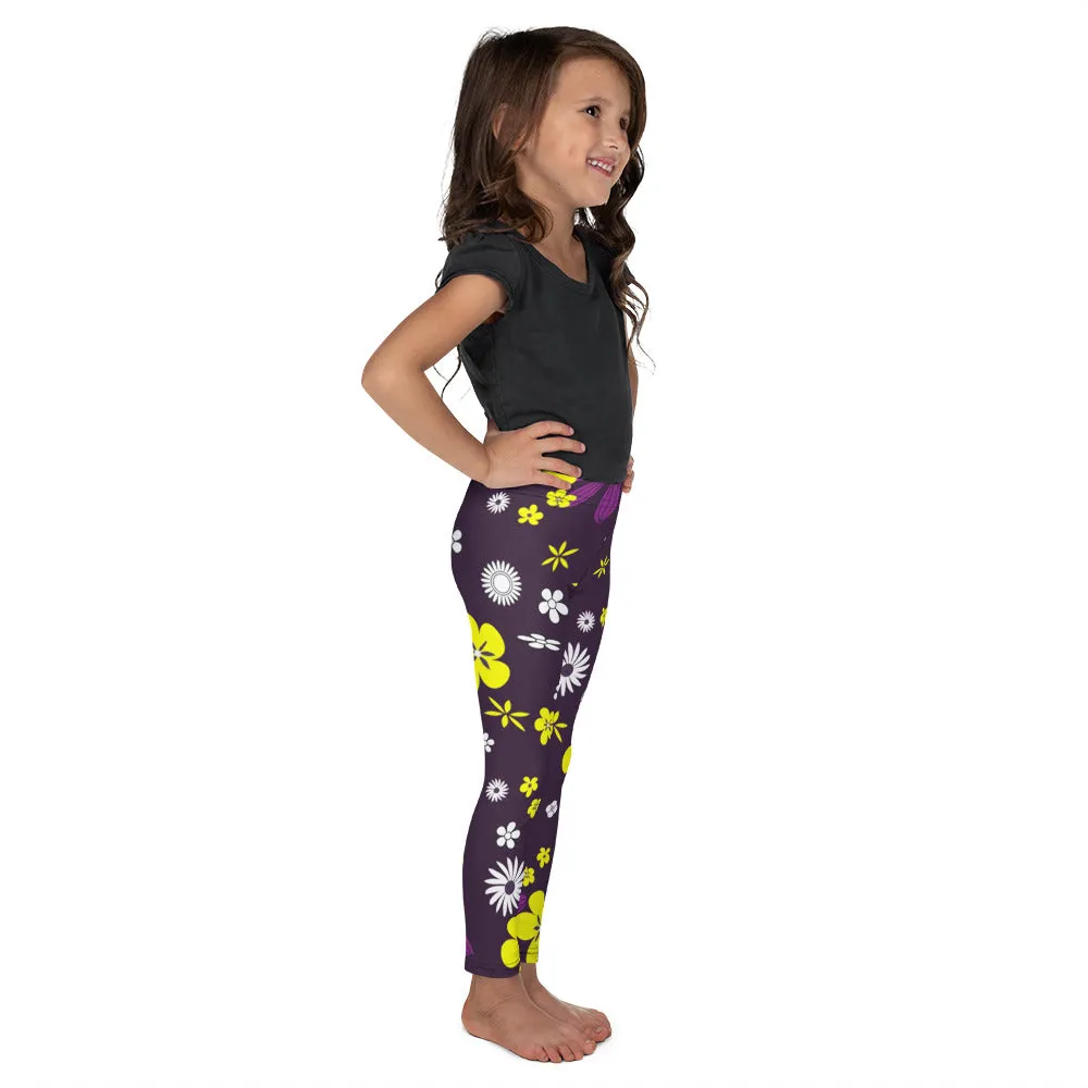 Kids Leggings Flowers Purple