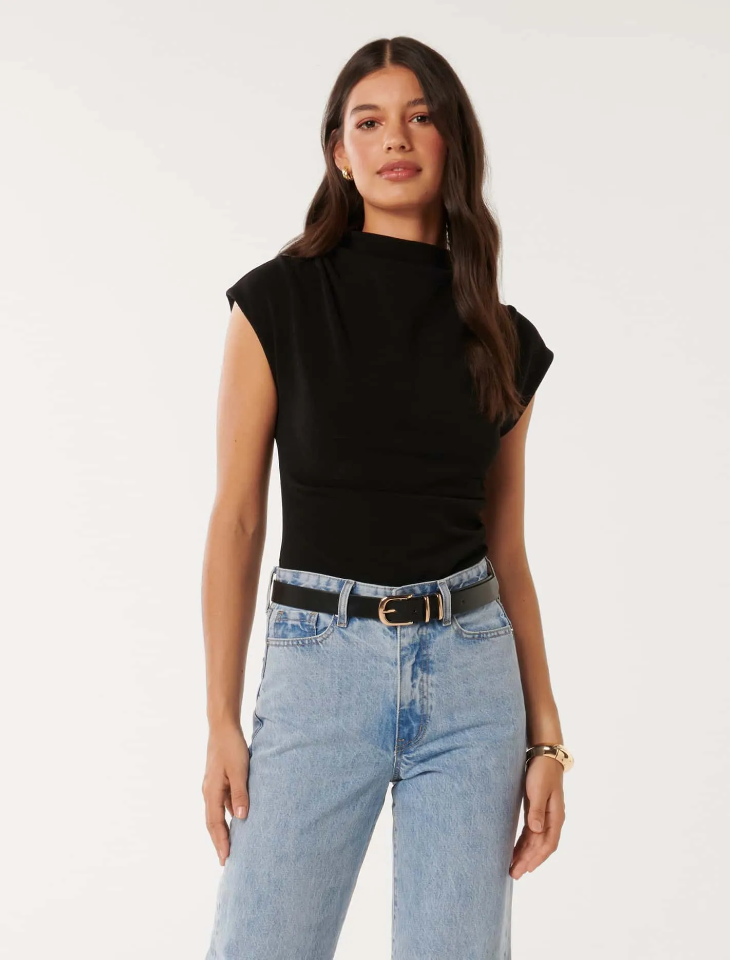 Leenah Grown On Neck Crepe Top