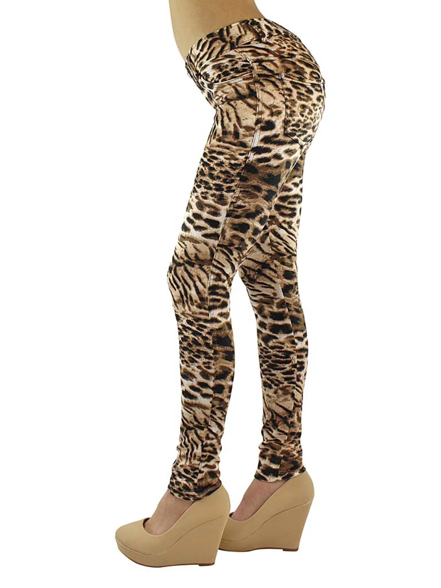 Leopard Print Jeggings With Pockets Size Small/Medium