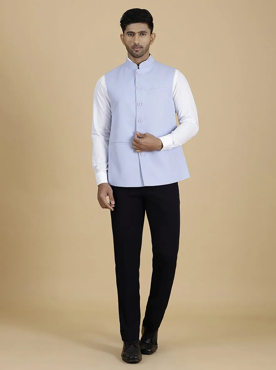 Light Blue Solid Regular Fit Modi Jacket | JadeBlue