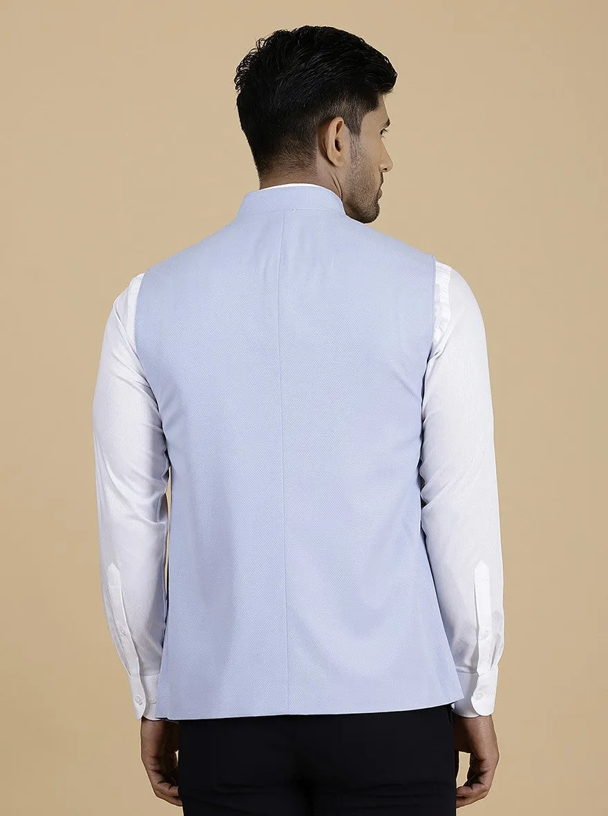 Light Blue Solid Regular Fit Modi Jacket | JadeBlue