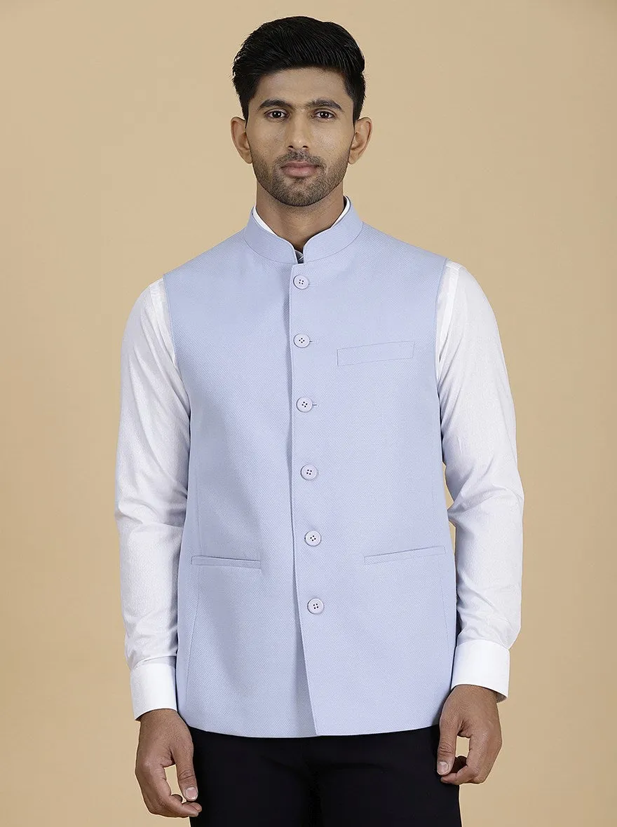 Light Blue Solid Regular Fit Modi Jacket | JadeBlue