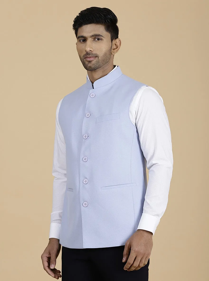 Light Blue Solid Regular Fit Modi Jacket | JadeBlue