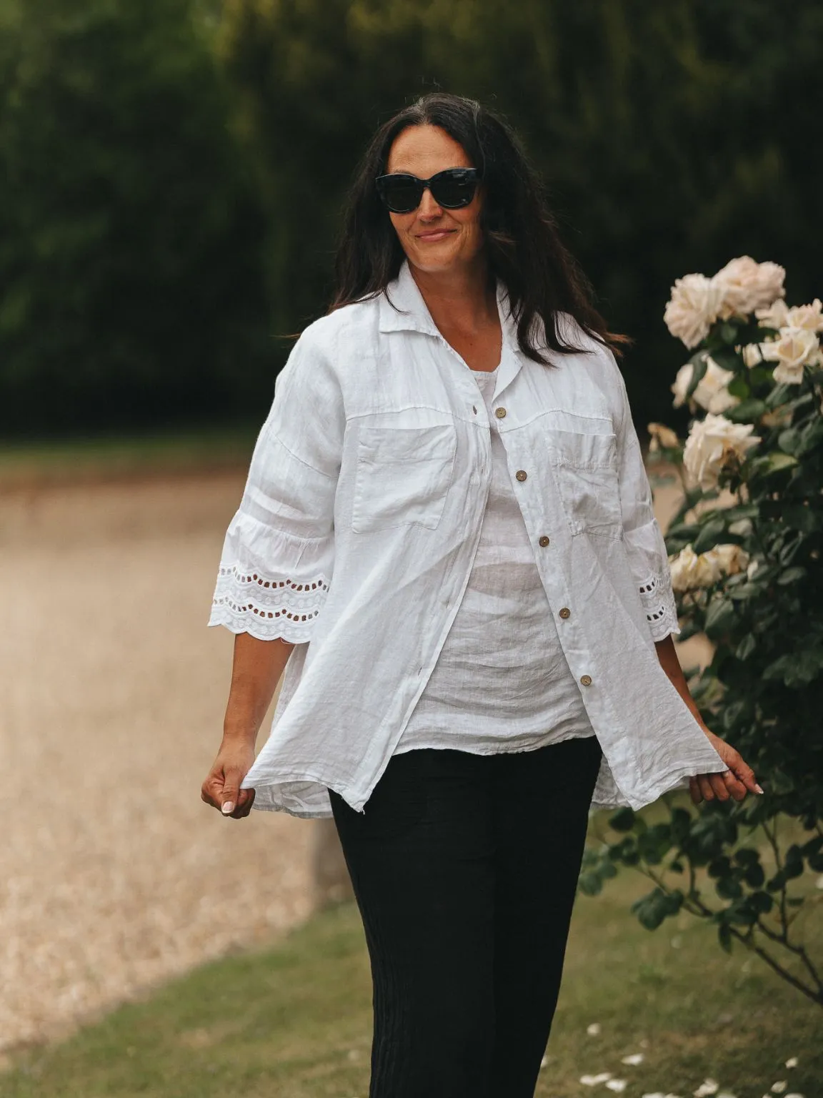 Linen Broderie Anglaise Shirt Danica