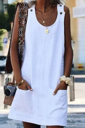 Linen Button-down Baggy Sundress