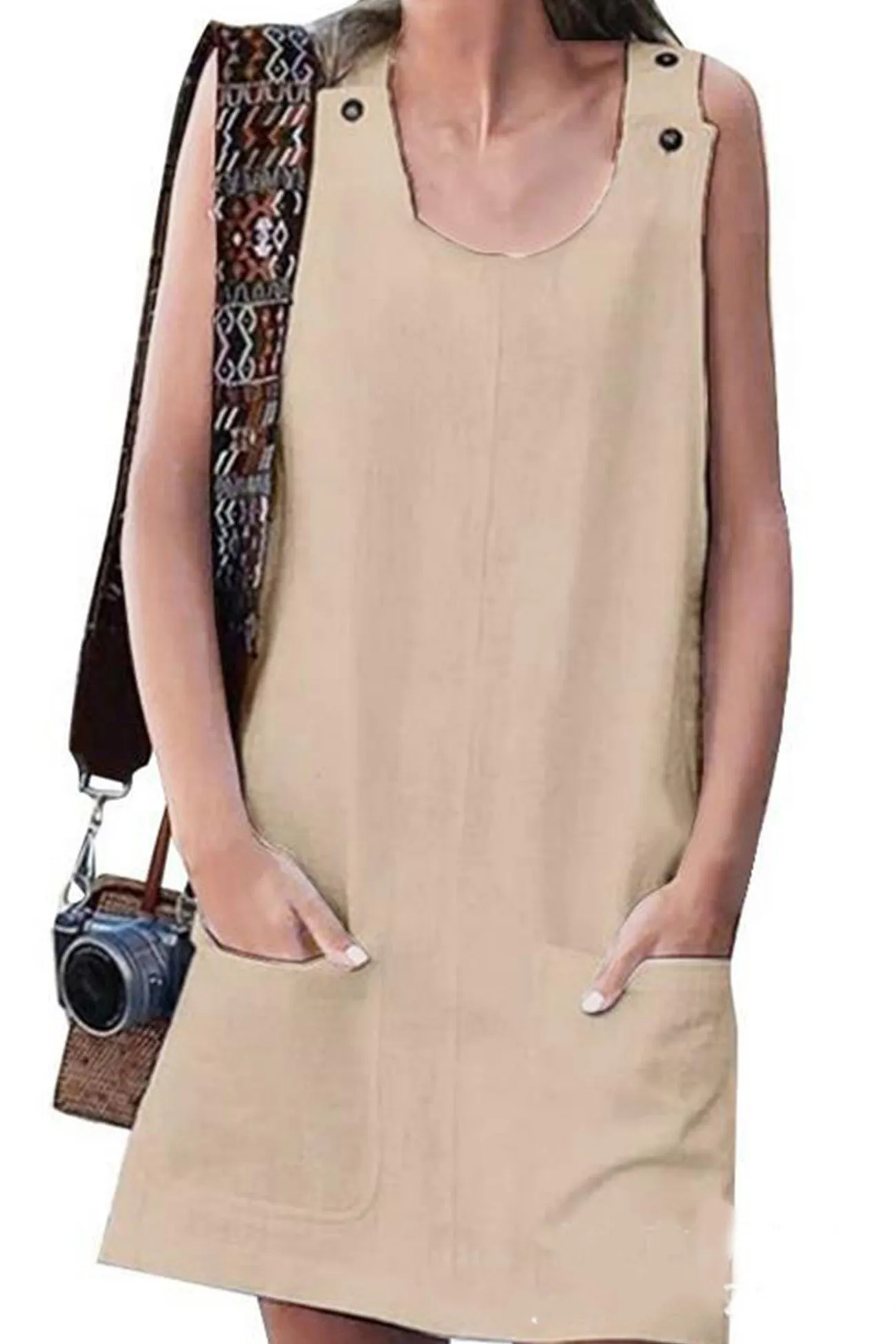 Linen Button-down Baggy Sundress