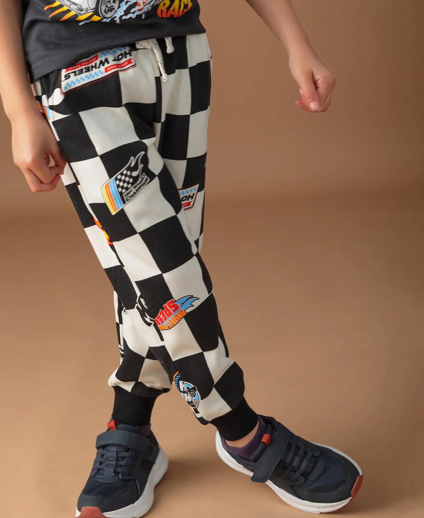 Little Kids' Hot Wheels Trackpants in Eggnog/black | Postie