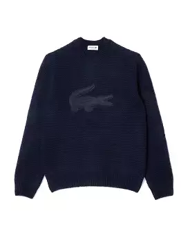 Maglione Uomo Lacoste Big Logo Blu