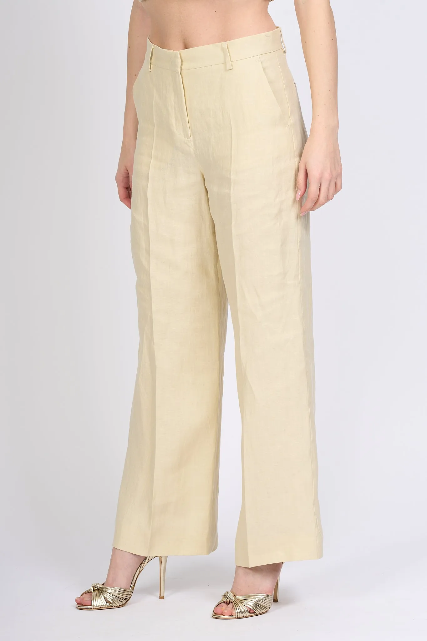 Max Mara Weekend Pantalone Malizia Lino Sabbia Donna