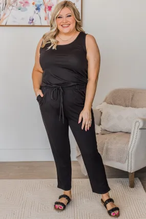 More To Adore Knit Jumpsuit- Black