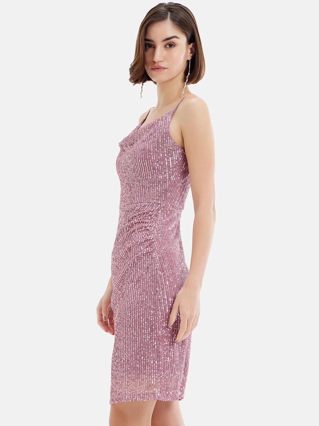 Noodle Strap Sequin Mini Dress