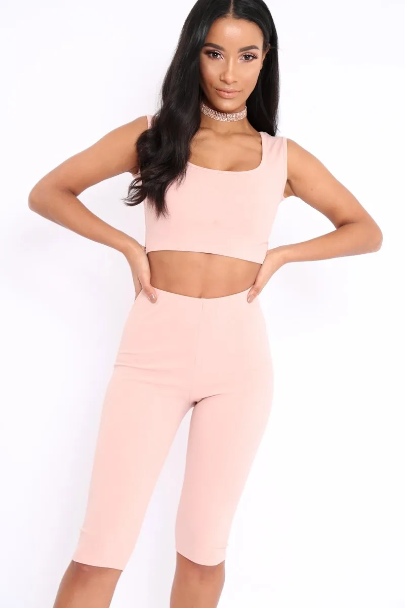 Nude Cropped Top and Leggings Co-Ords - Remini