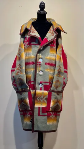 Overcoat- Red and Yellow Chief Joseph Jacquard Print