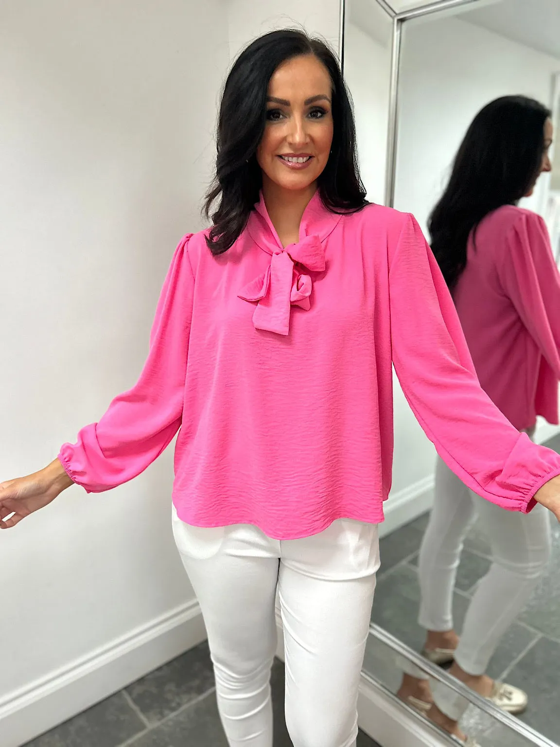 Pink Tie Neck Blouse Grace