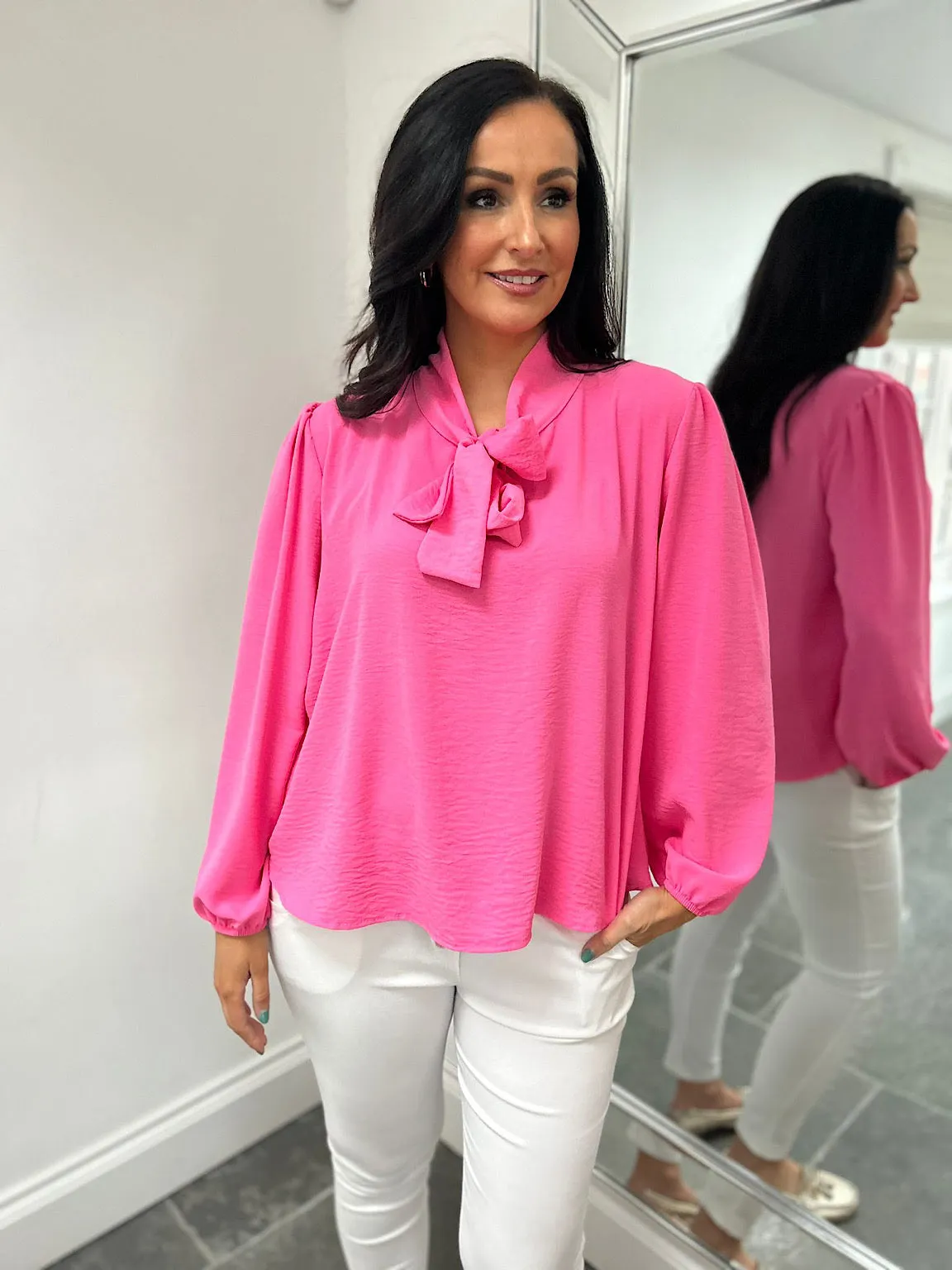 Pink Tie Neck Blouse Grace